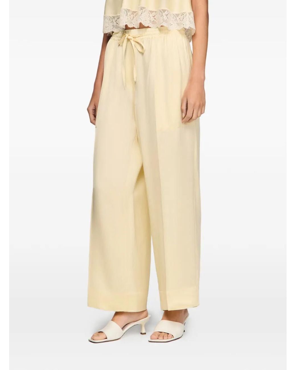 Sandro ドローストリング ワイドパンツ White