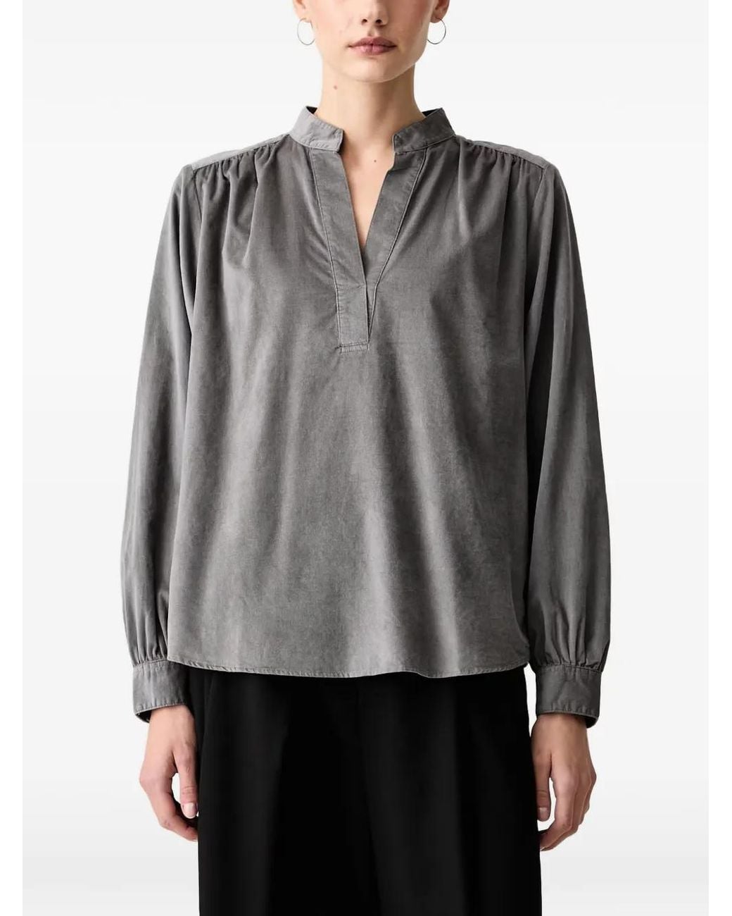 Marc O' Polo Gray Gathered-Detail Blouse
