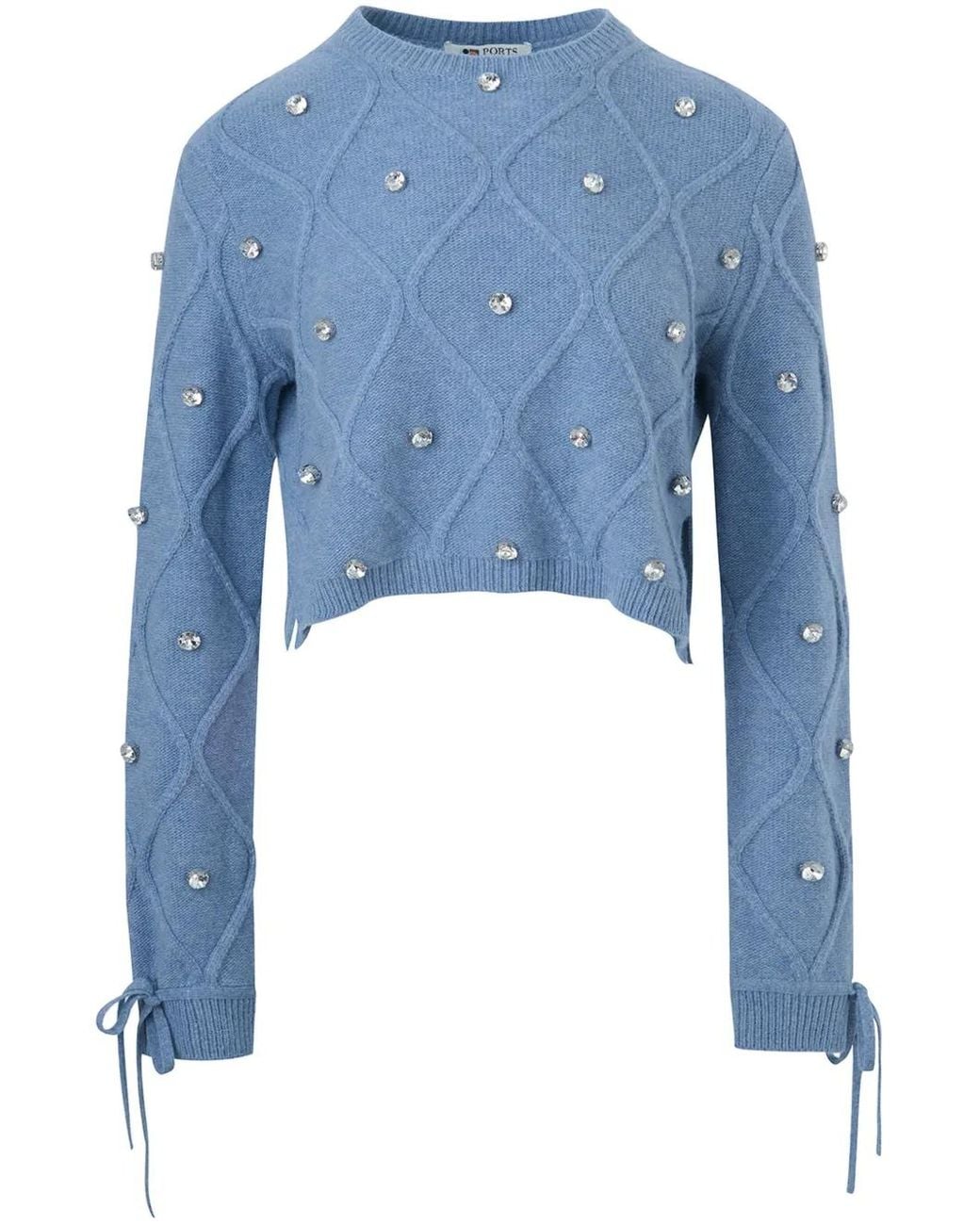 Ports 1961 Blue Crystal-Embellished Jumper