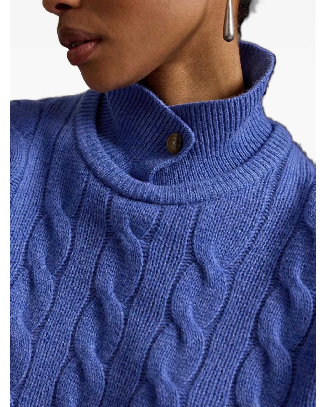 Polo Ralph Lauren Blue Cable-Knit Polo Sweater