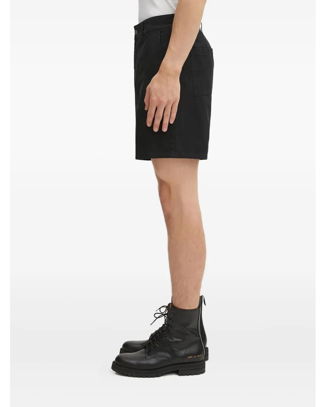 Represent Black Embroidered-Patch Pocket Shorts for men