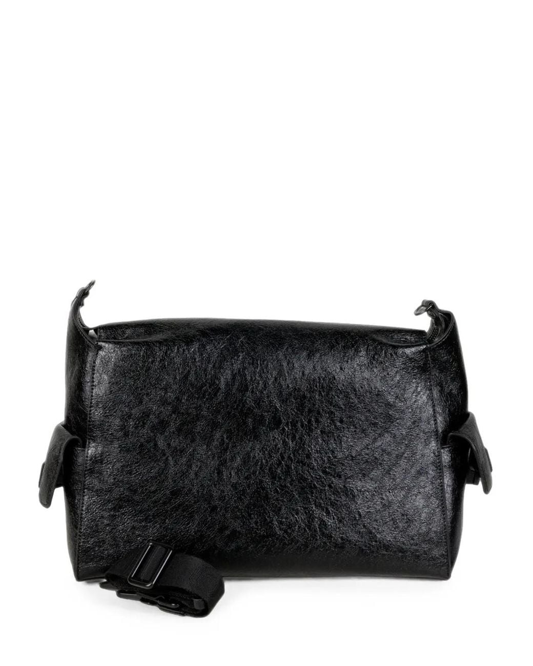 ERMANNO FIRENZE Black Crinkled-Finish Shoulder Bag
