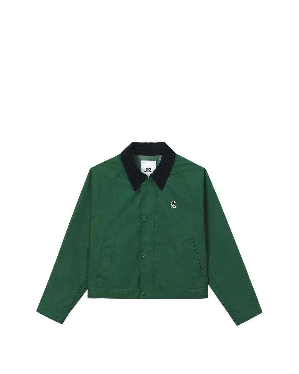 Chocoolate Green Corduroy-Collar Logo-Patch Jacket