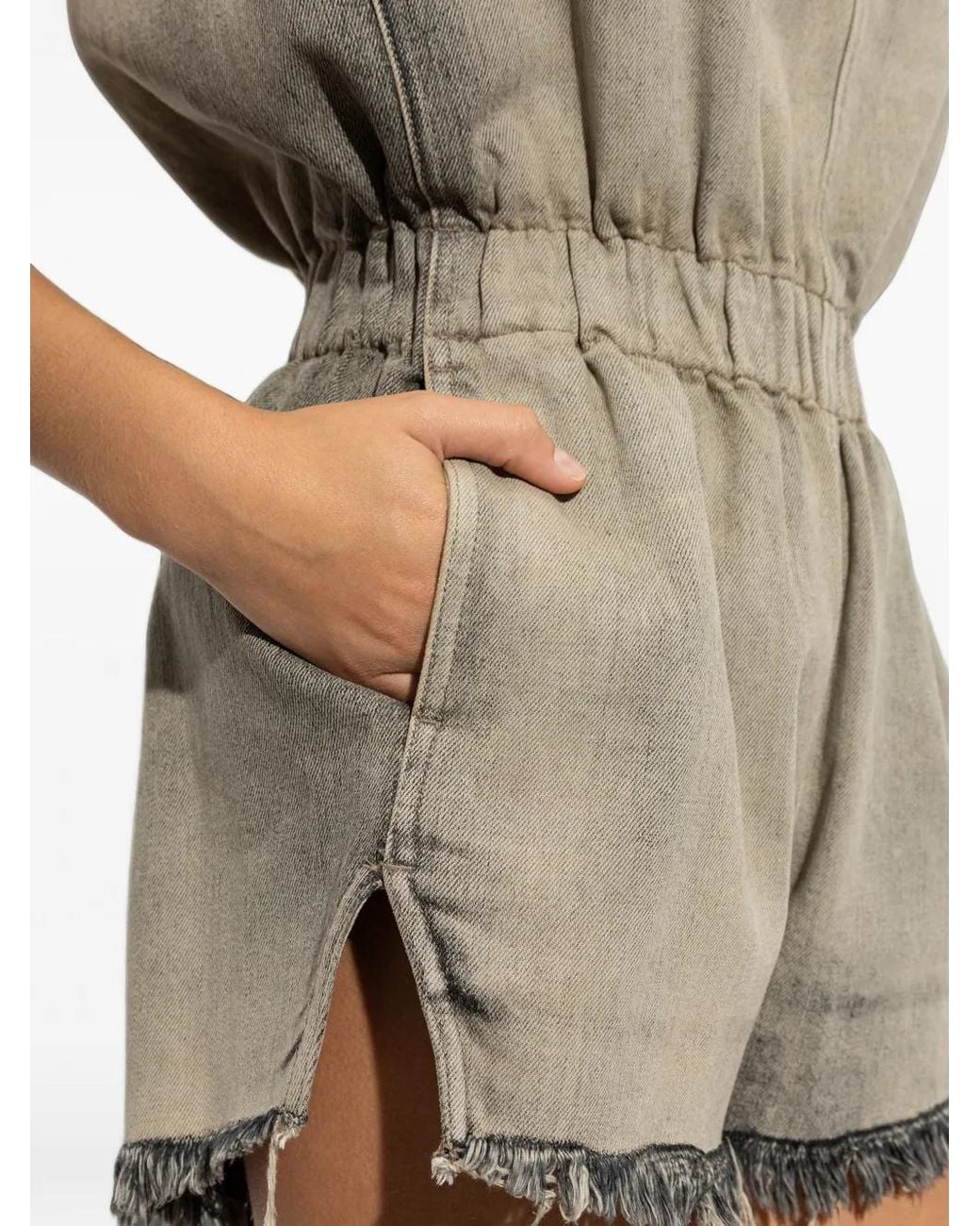 Rick Owens Gray Asymmetrical Frayed Jumpsuit