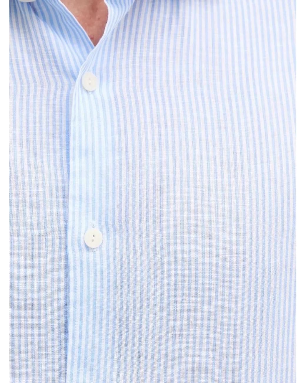 Mc2 Saint Barth White Striped Linen Shirt for men