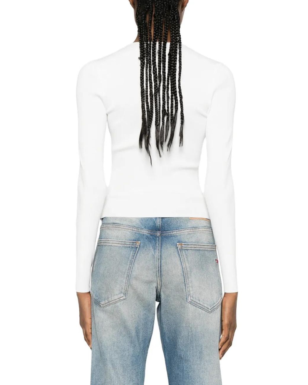 Alexander Wang White Knit Logo Long-Sleeve T-Shirt