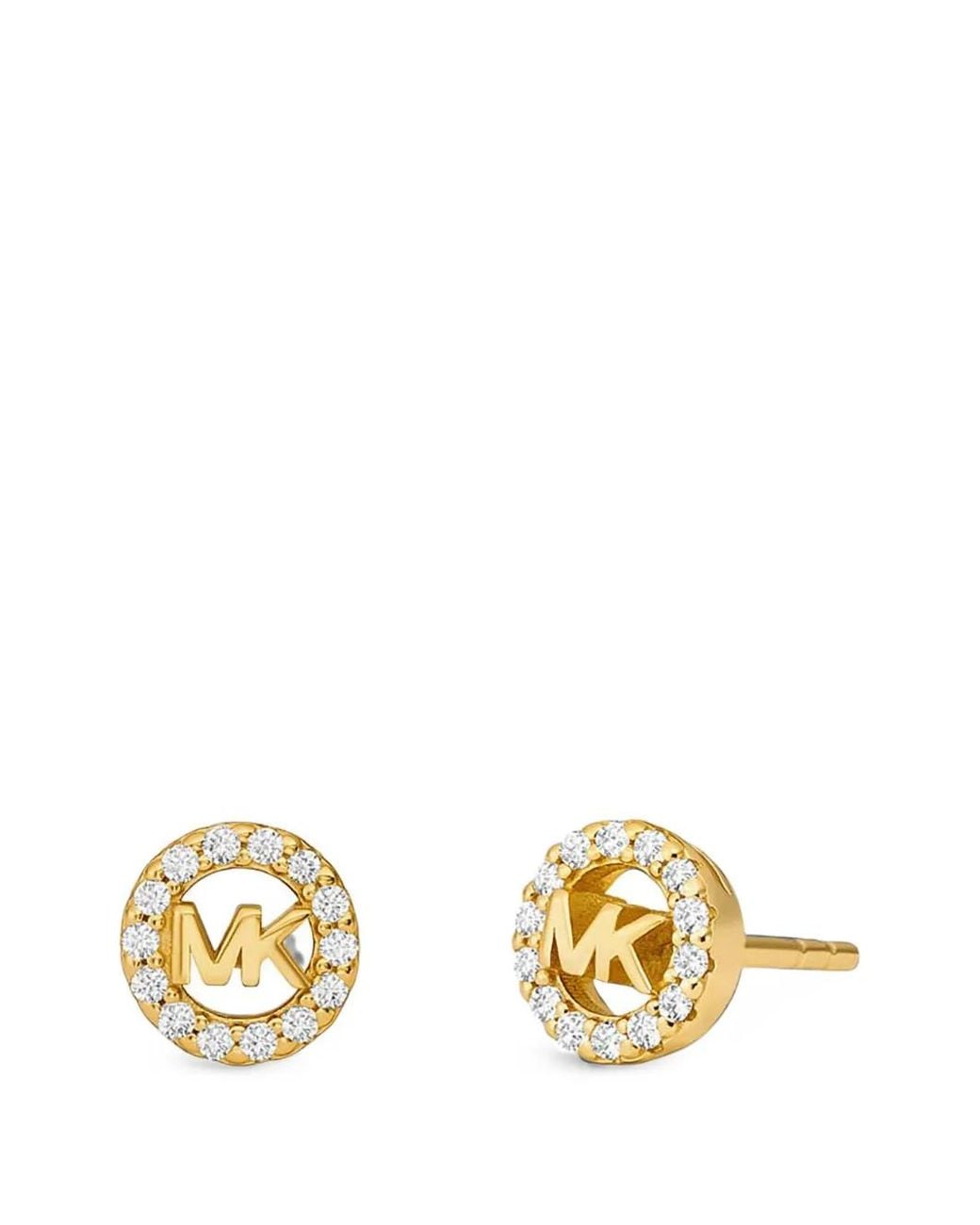 Orecchini Con Logo Mk E Cristalli di Michael Kors in Brown