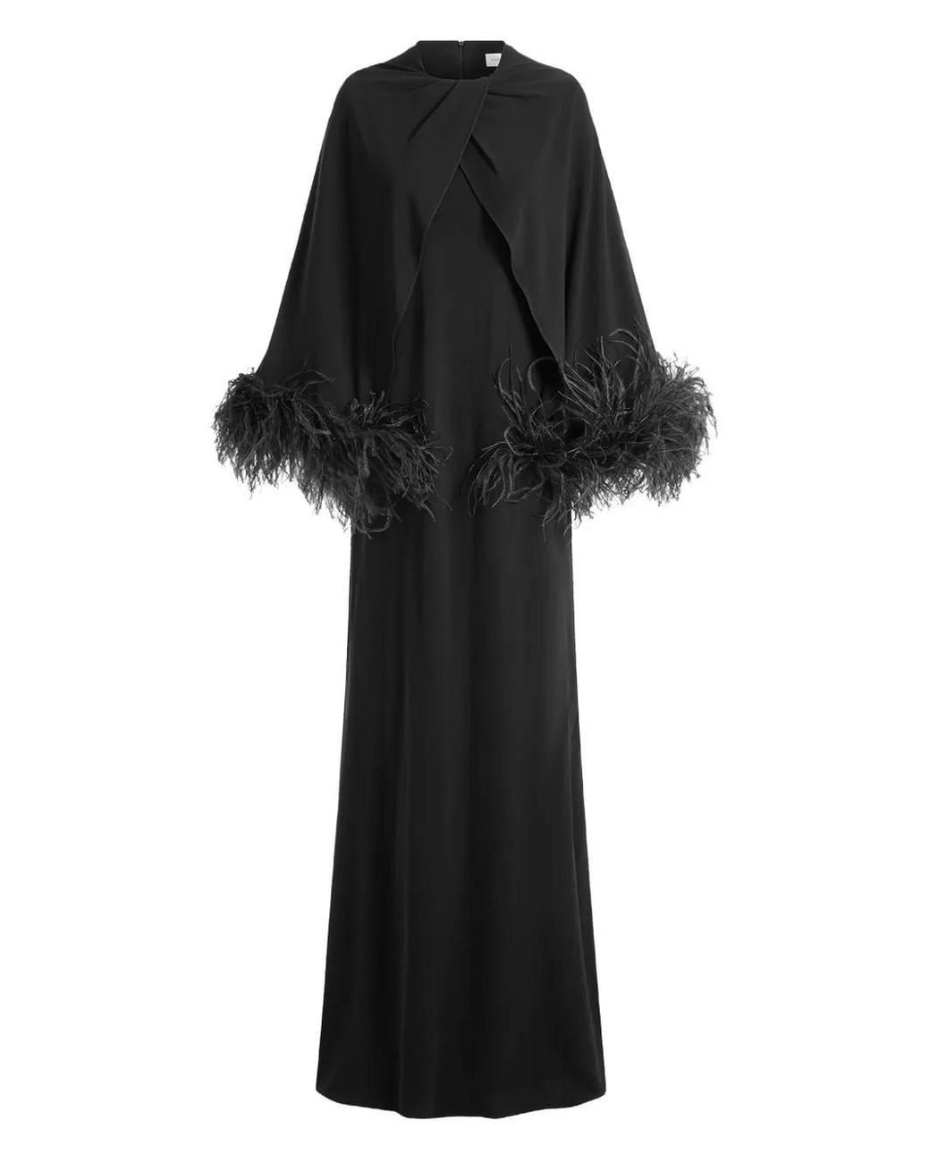 16Arlington Black Adelar Feather-Trim Gown