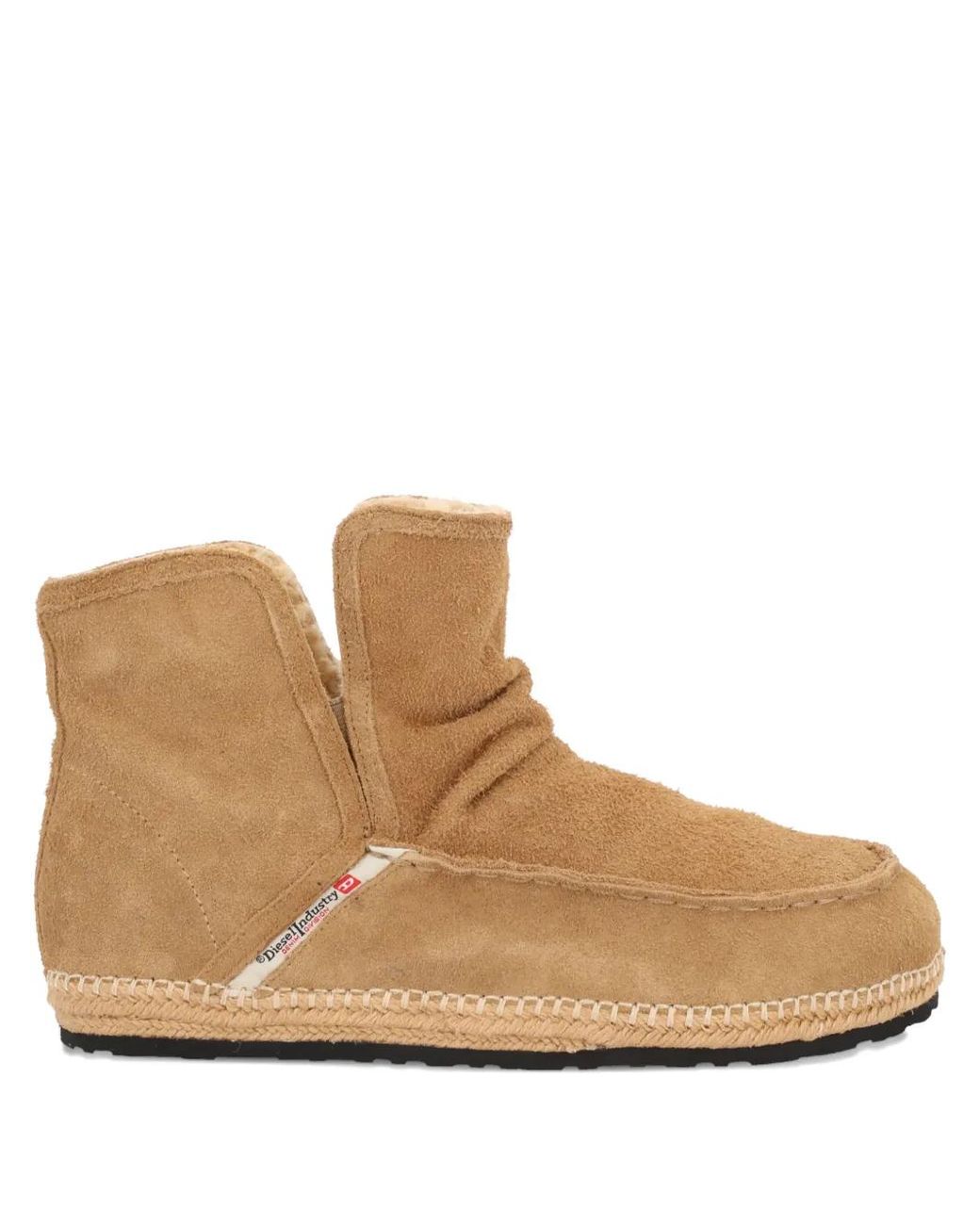 DIESEL Brown D-Lukas Leather Ankle Boots for men