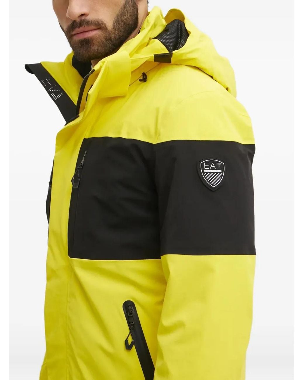 EA7 Yellow Panelled Hooded Performance Jacket for men
