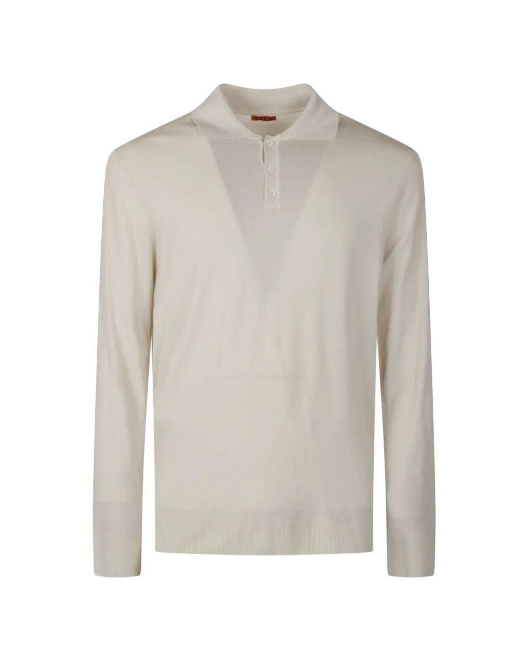 Barena White Polo À Col Rayé for men