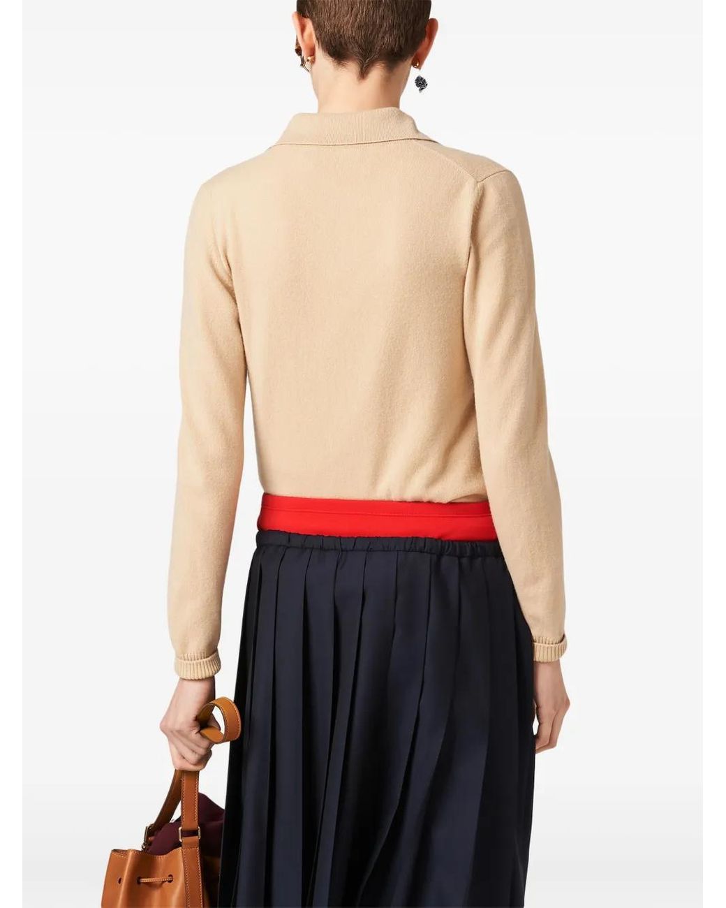 Miu Miu Natural Intarsia-Knit Logo Cardigan