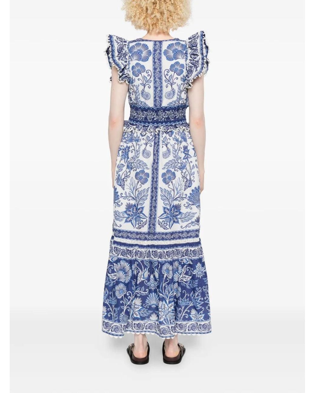 Farm Rio Blue Maxi FARM Rio Shell Garden Maxi Dress in Blue | Lyst