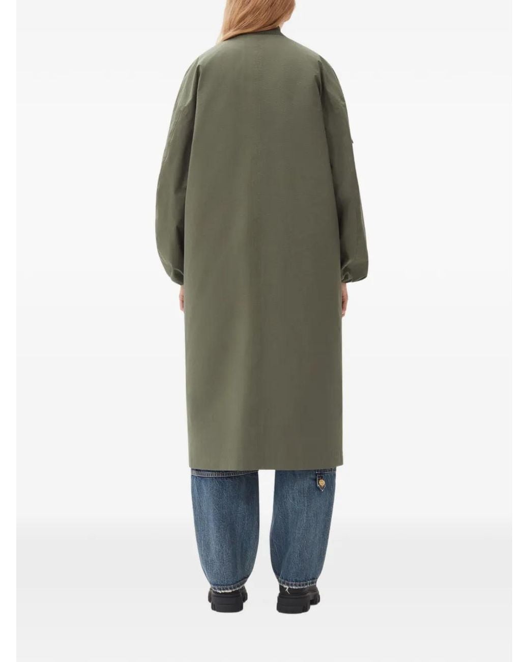 Ganni Green Seersucker Shell Coat