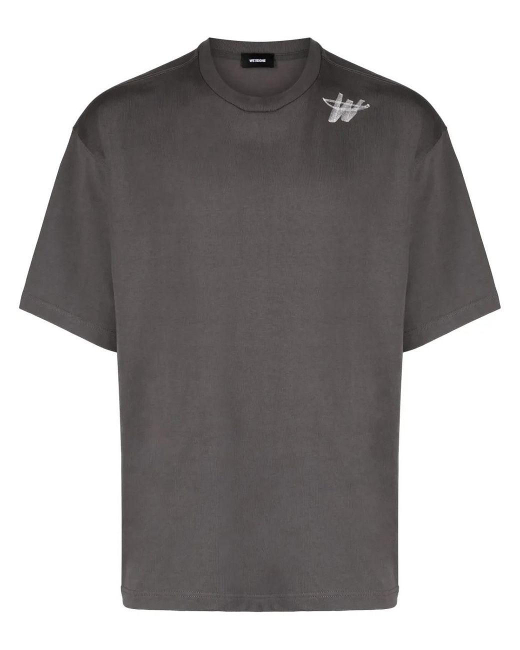 we11done Gray Drop-Shoulder Cotton T-Shirt