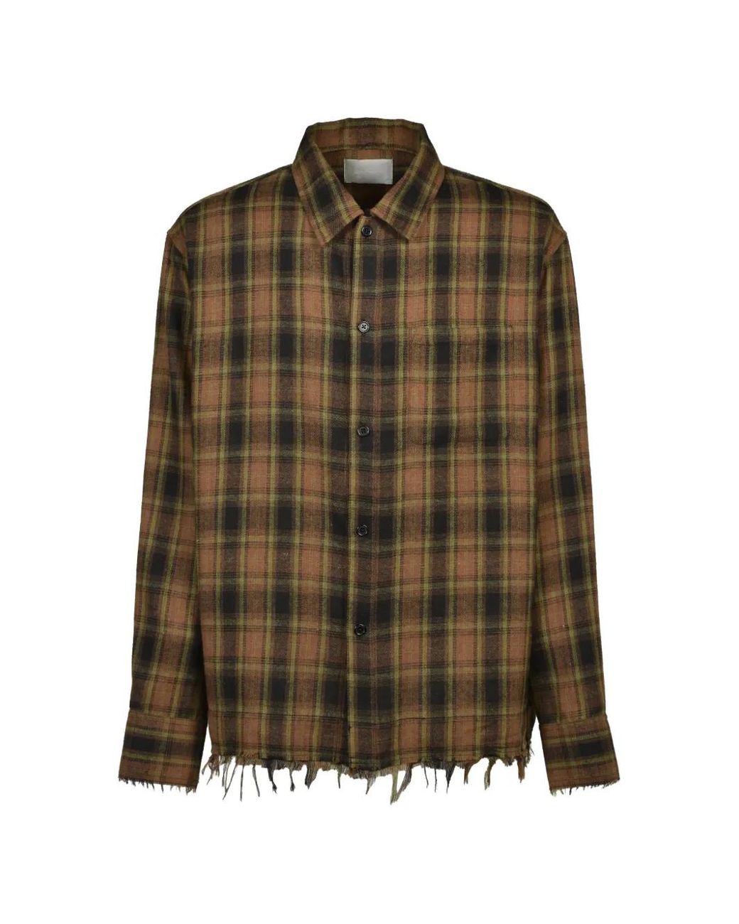 CEDARWOOD Green Echo Frayed Flannel Shirt for men