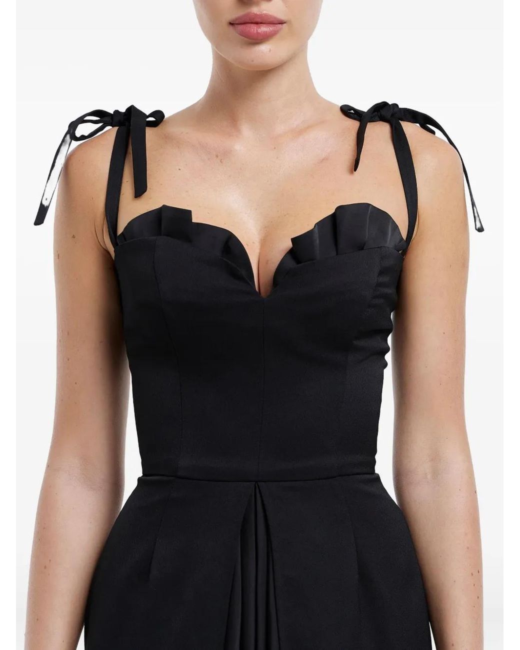 POST MERIDIEM Black Flowy Slit Midi Dress