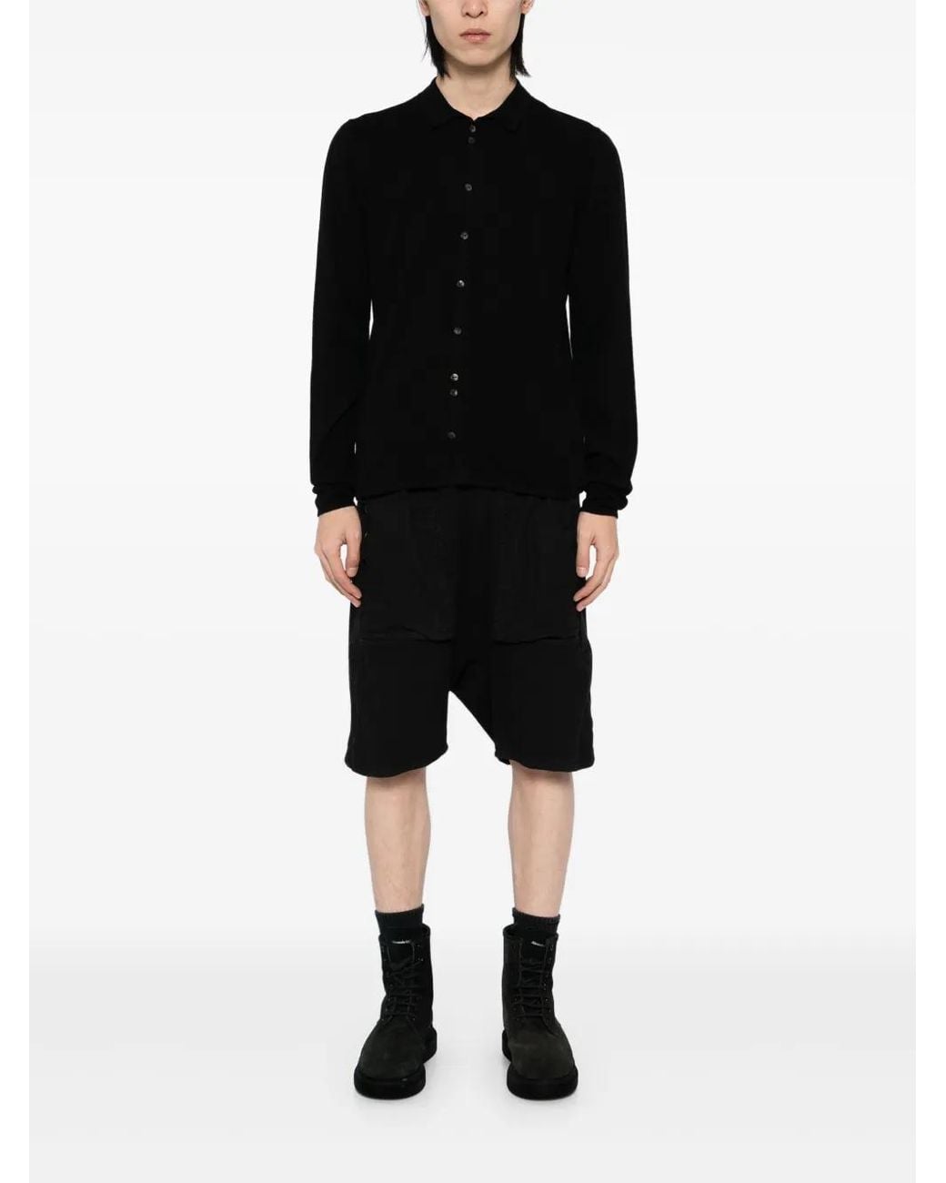 Label Under Construction Black Knitted Shirt for men