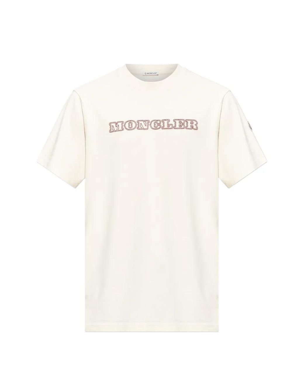Moncler White Logo-Embroidered T-Shirt for men