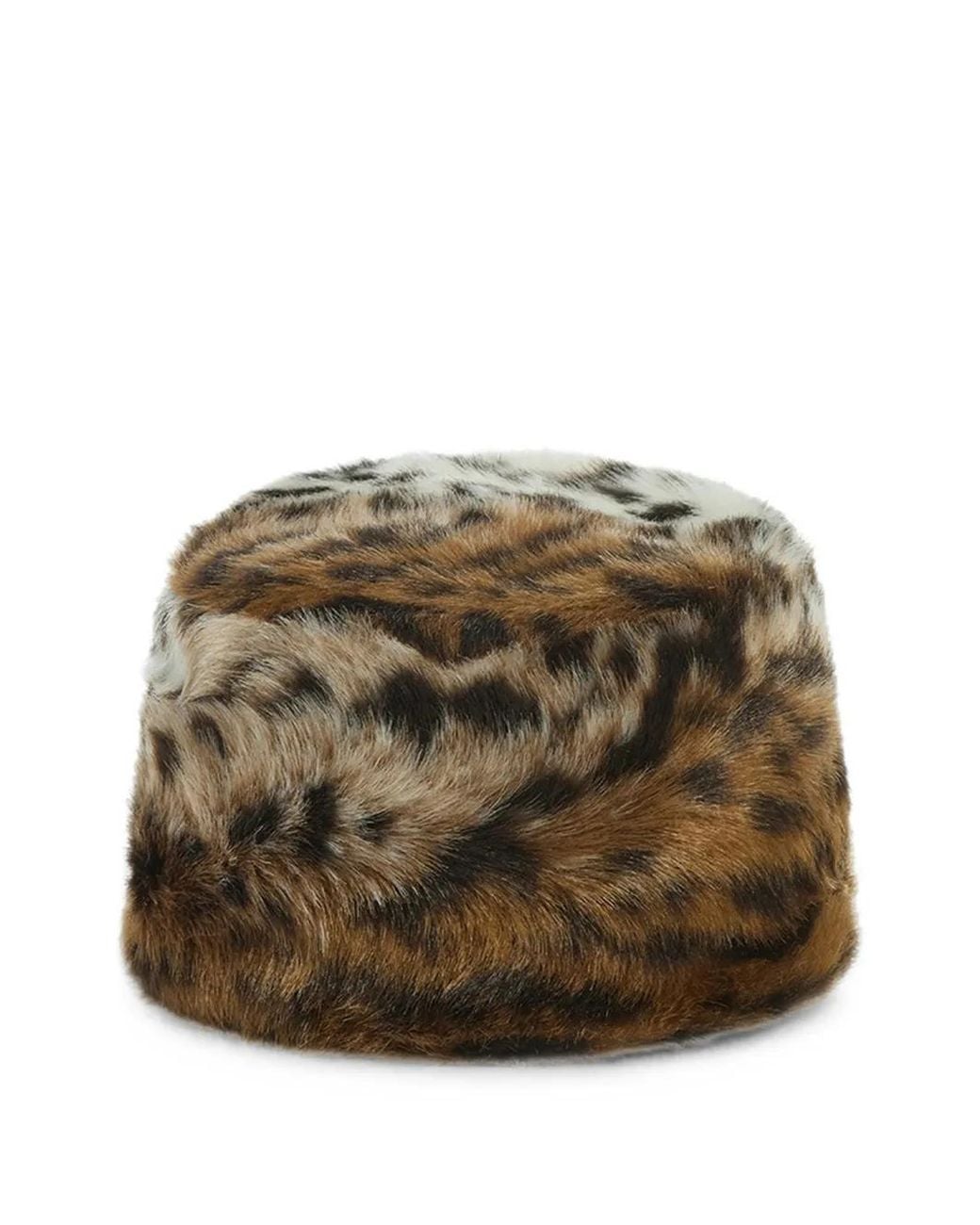Apparis Brown Margot Leopard-Print Pillbox Hat