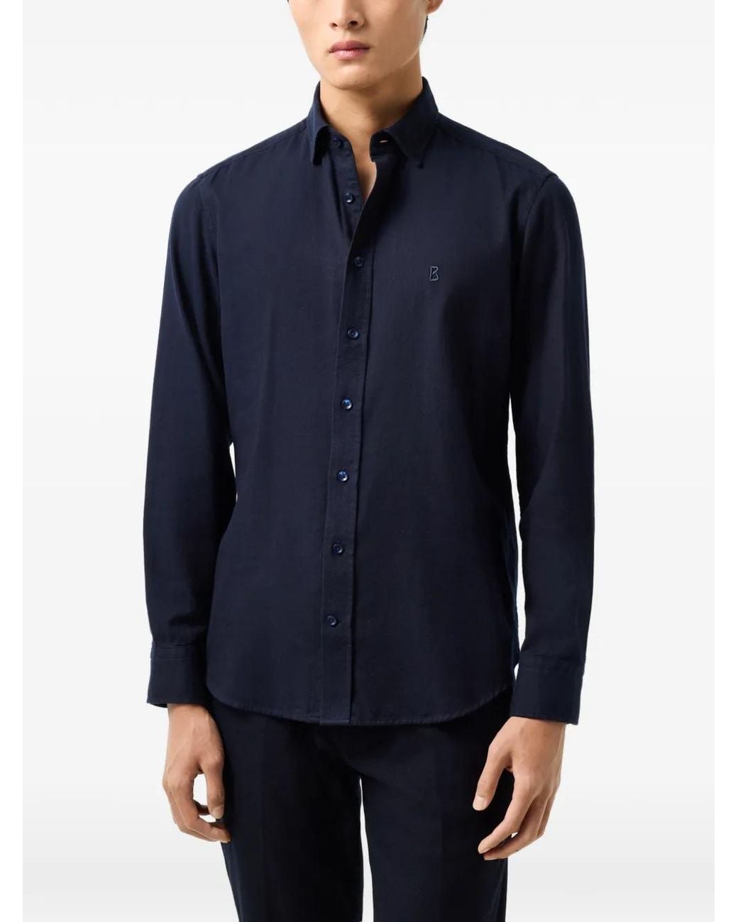 Bogner Blue Timi Flannel Button-Down Shirt for men