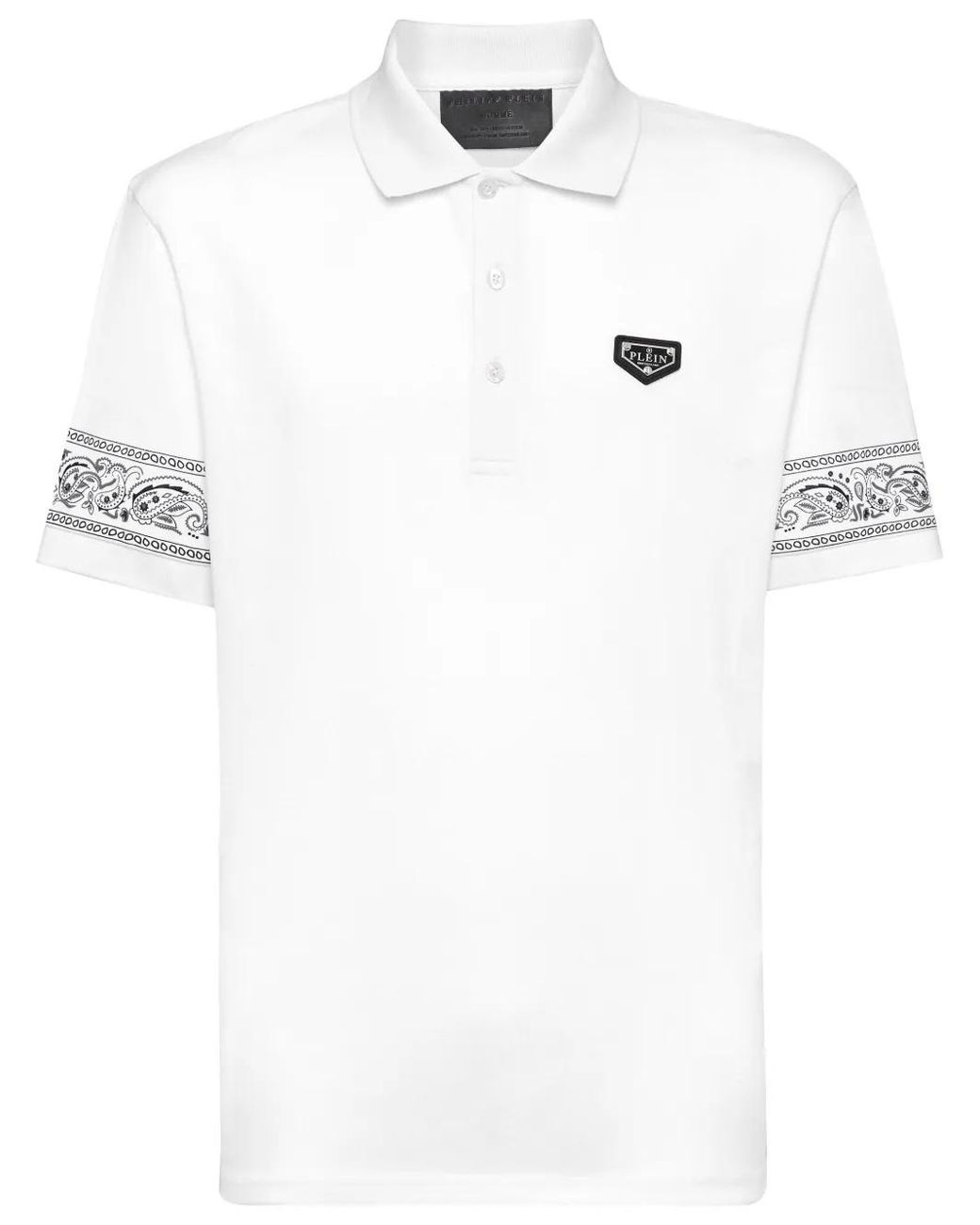 Philipp Plein White Paisley Gothic Plein Polo Shirt for men