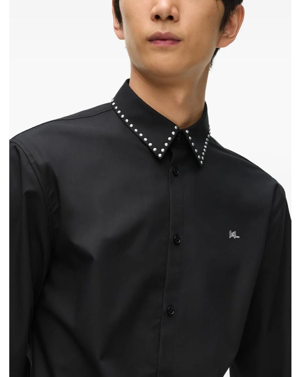 Karl Lagerfeld Black Karl Dna Studded Shirt for men