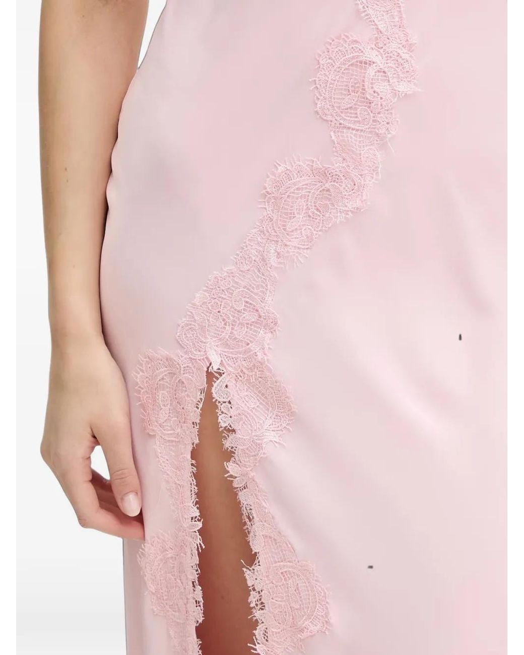 Bardot Pink Alerie Lace-Trim Side-Slit Maxi Dress