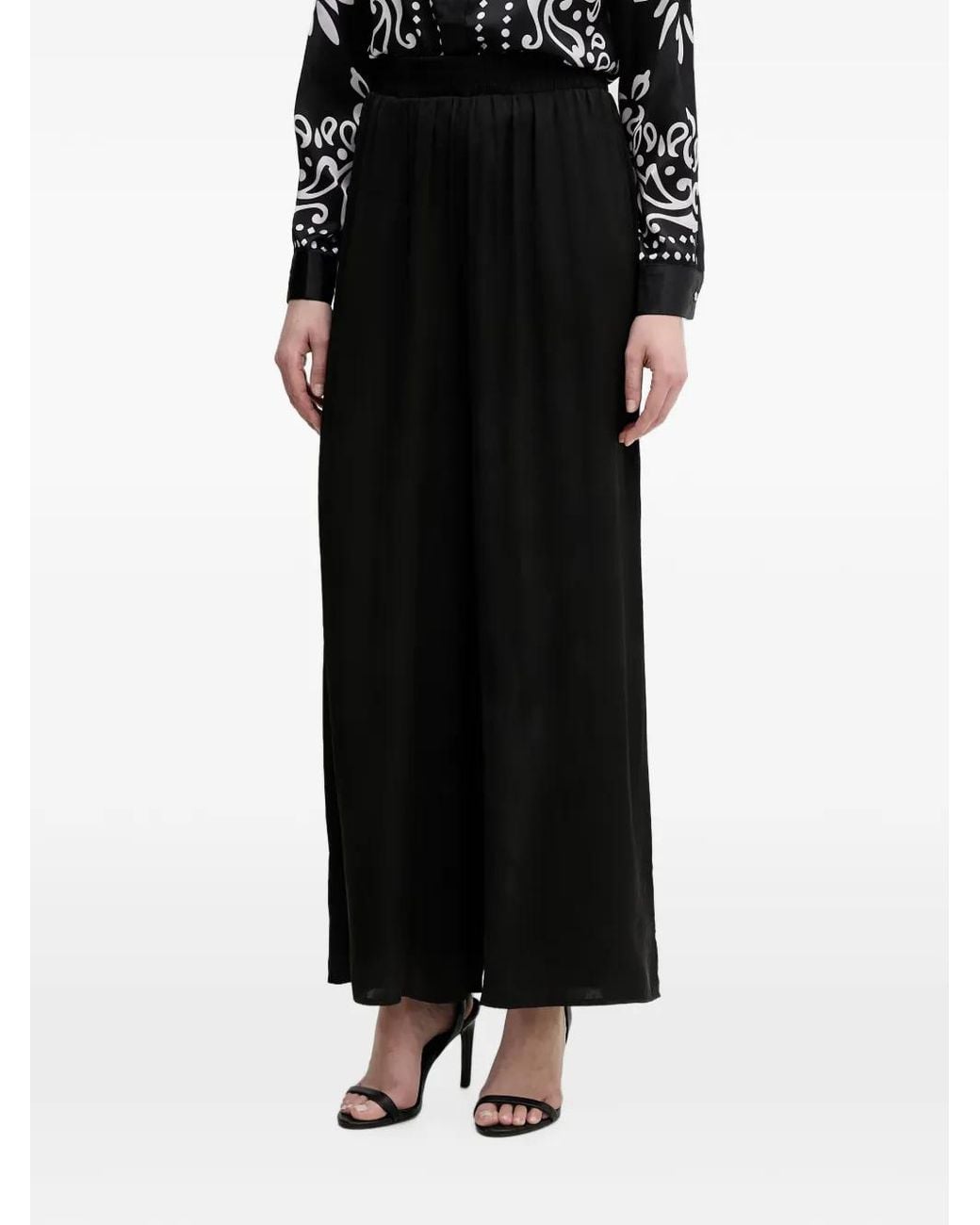 Morgan Black Elasticated-Waist Palazzo Pants
