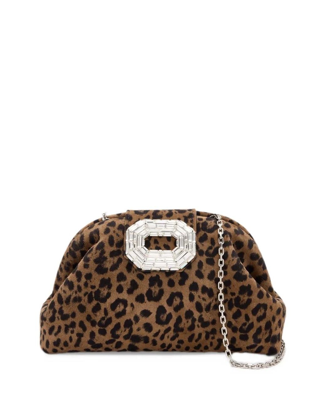 AMINA MUADDI Brown Camelia Clutch Leopard Suede