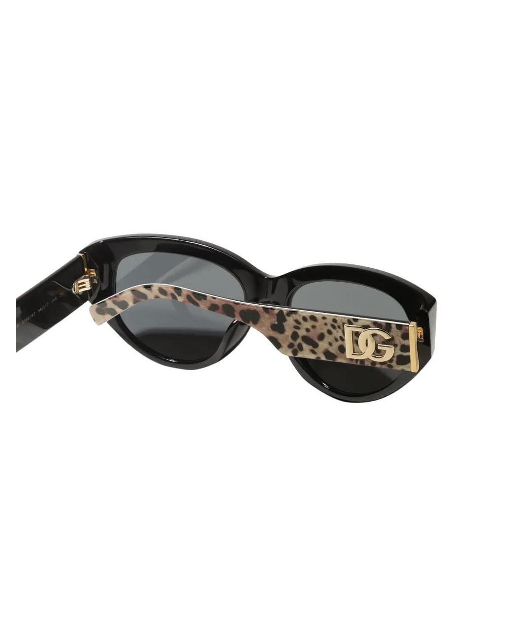 Dolce & Gabbana Gray Leopard-Print Cat-Eye Sunglasses