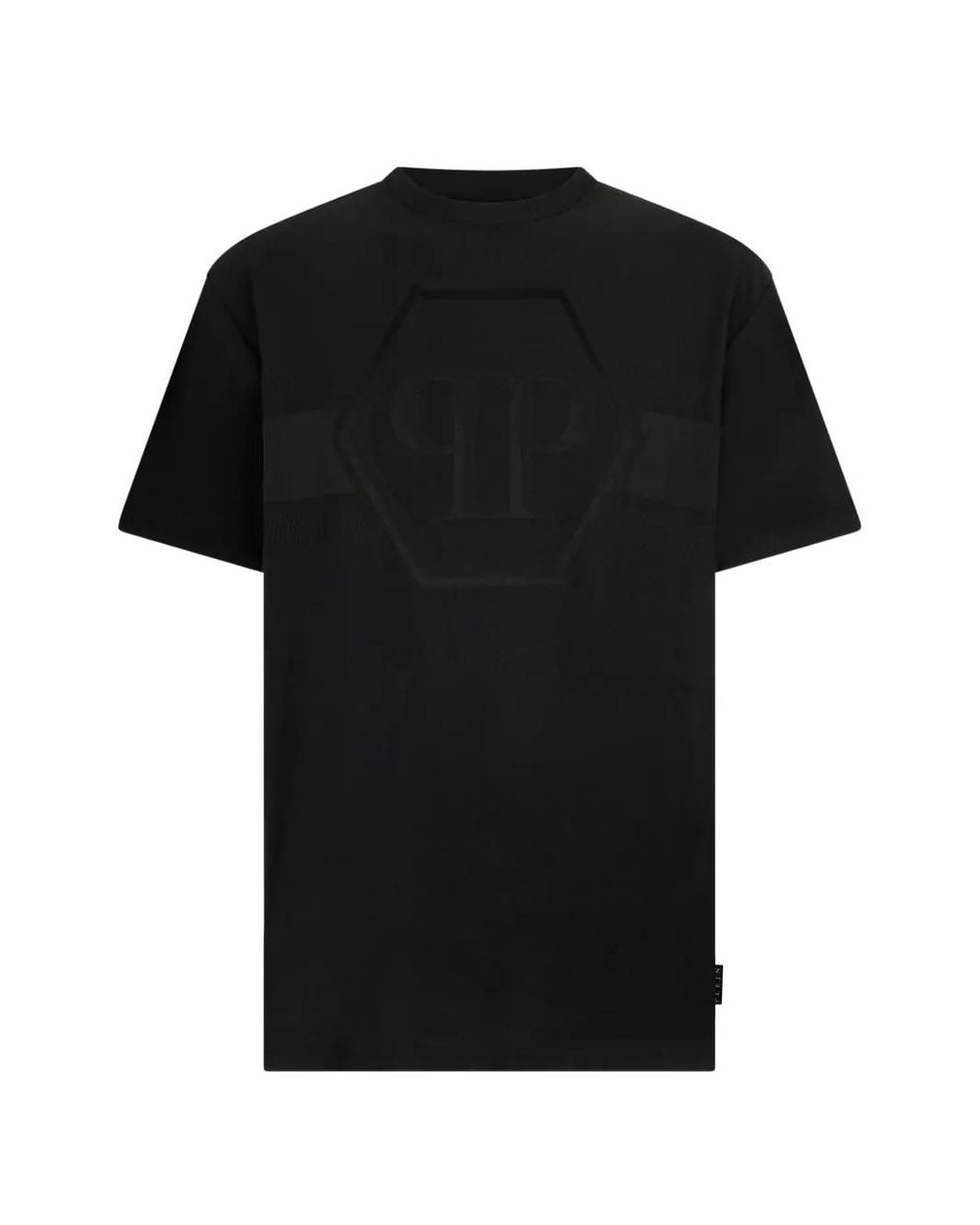 Philipp Plein Black Hexagon Round-Neck T-Shirt for men