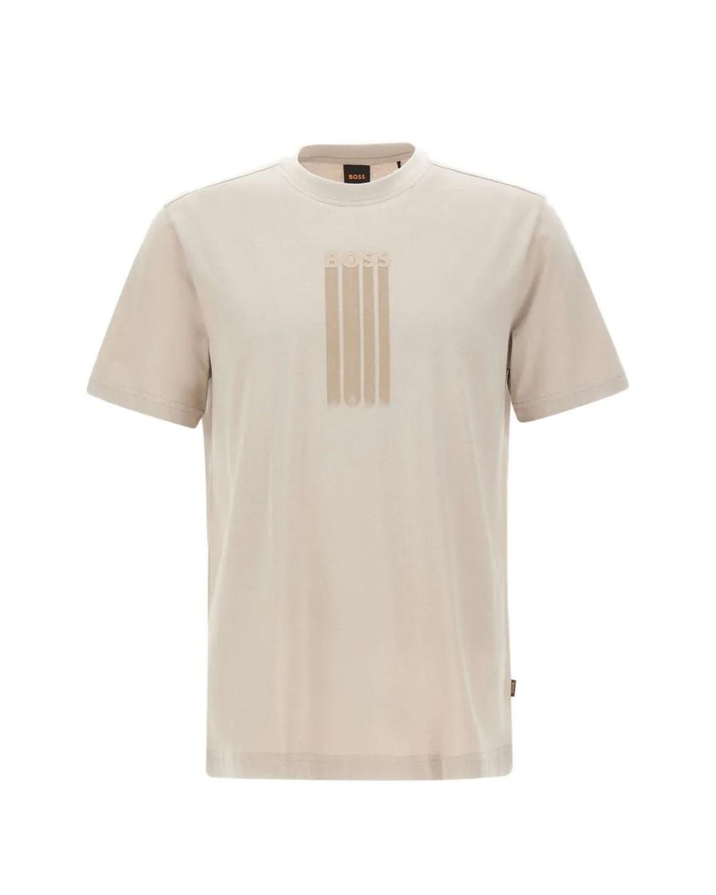 Boss White Te-Bass Graphic Crew Neck T-Shirt for men