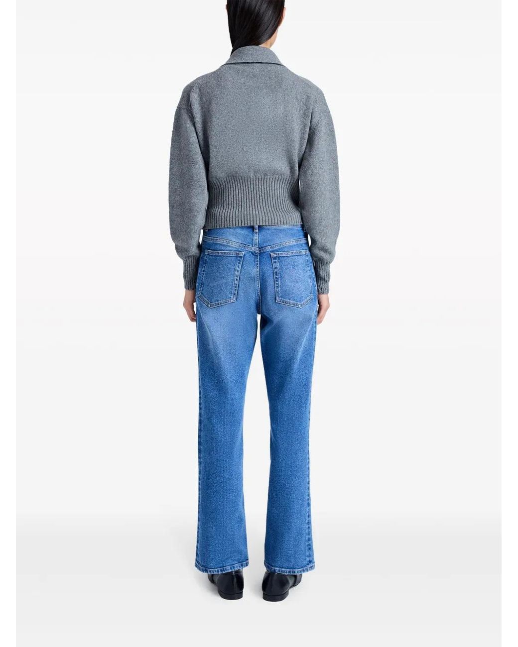 Proenza Schouler Blue Jeanne Split-neck Ribbed-knit Jumper