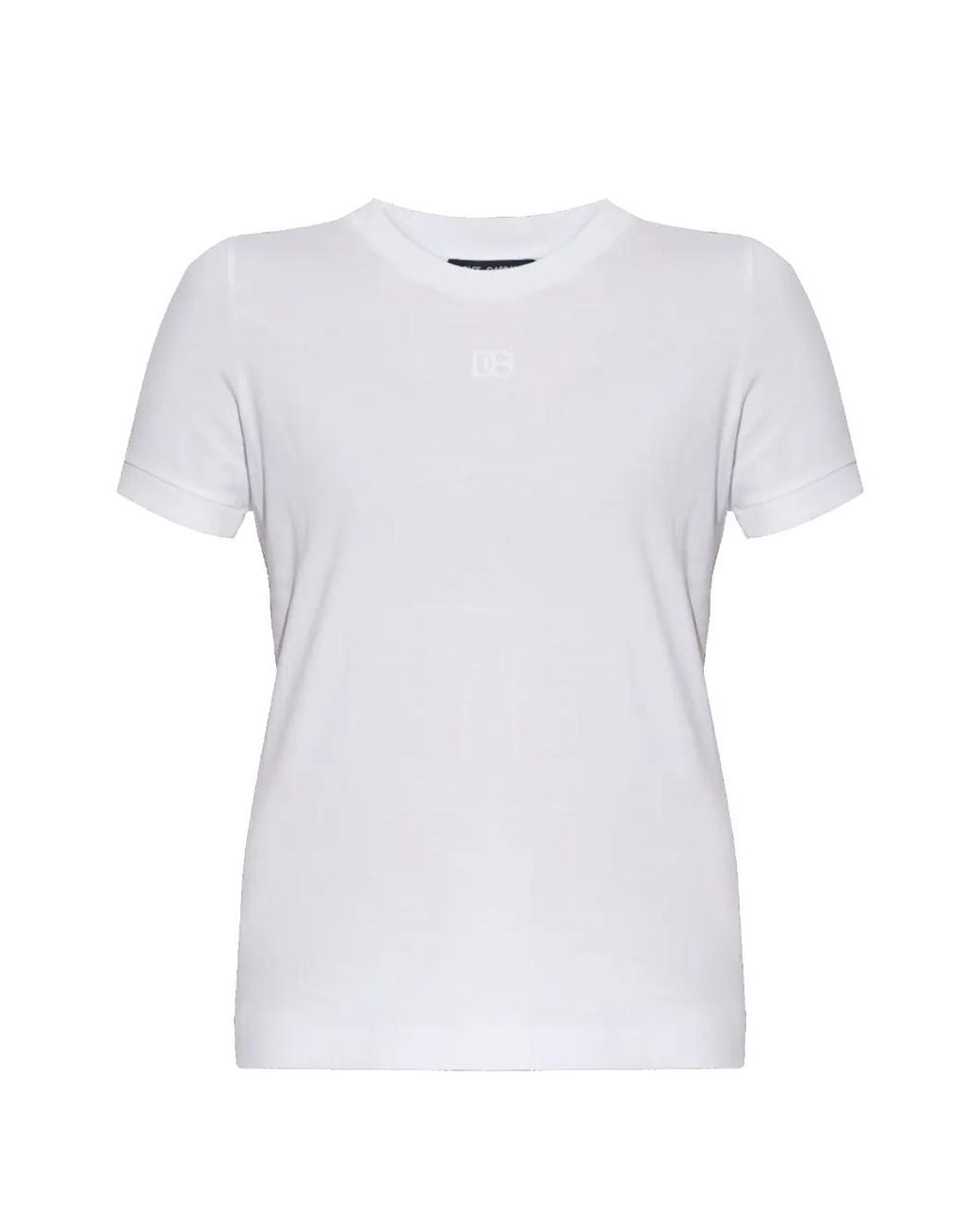 Dolce & Gabbana White Jersey T-Shirt With Dg-Embroidery