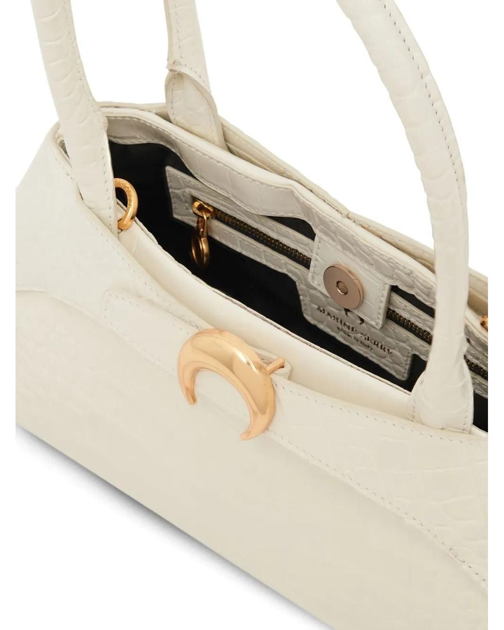 MARINE SERRE Natural Medium Aurora Crocodile-Embossed Tote Bag