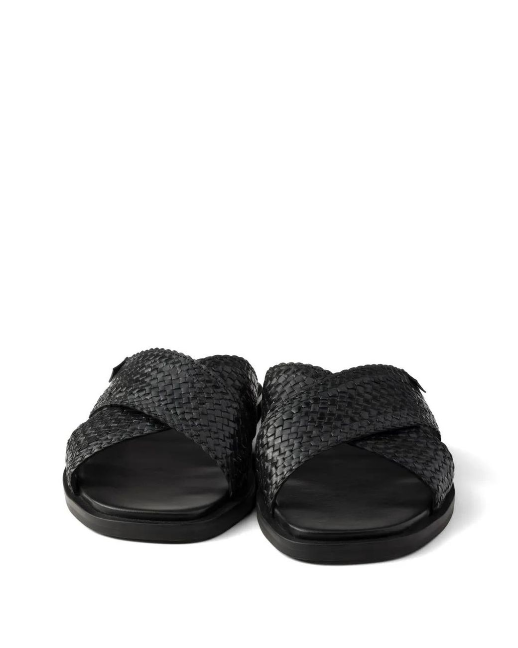 Prada Black Crisscross Slides for men