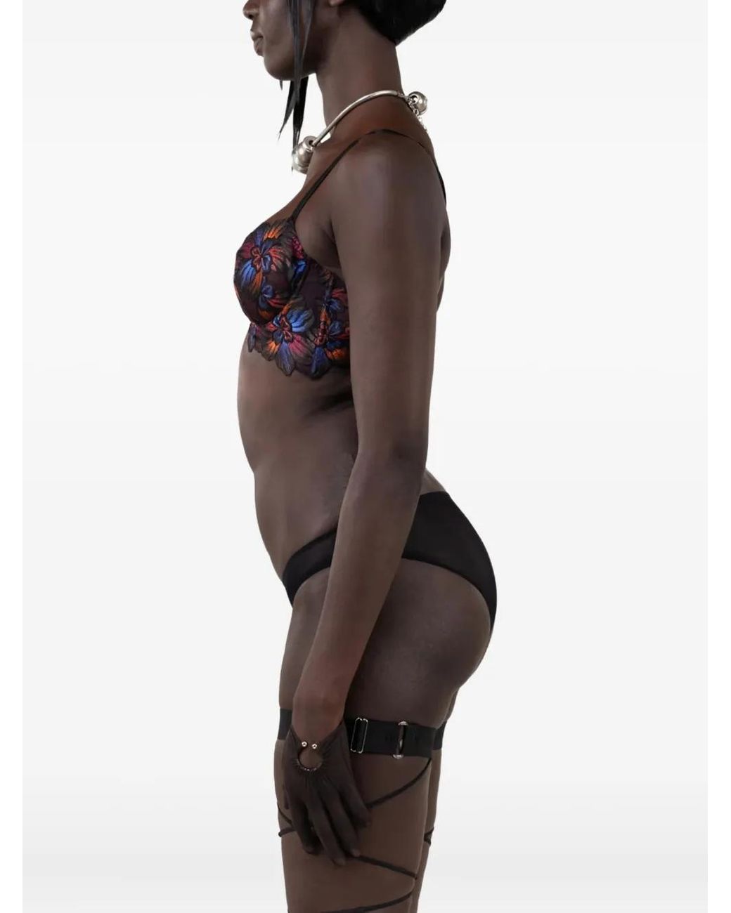 Zhilyova Black Floral Embroidered Bra