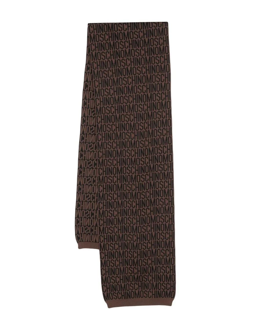 Moschino Brown Logo-Print Scarf