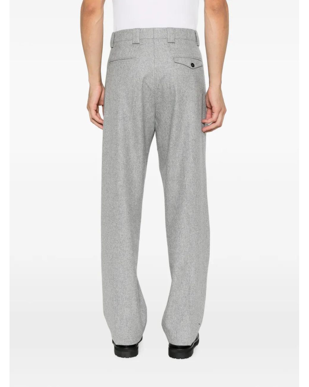 Berwich Gray Pleated Wool Trousers for men