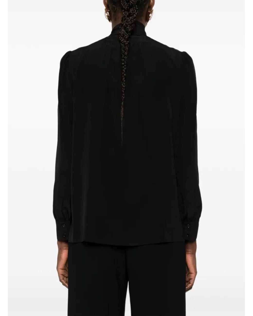 Nili Lotan Black Tie-Neck Shirt