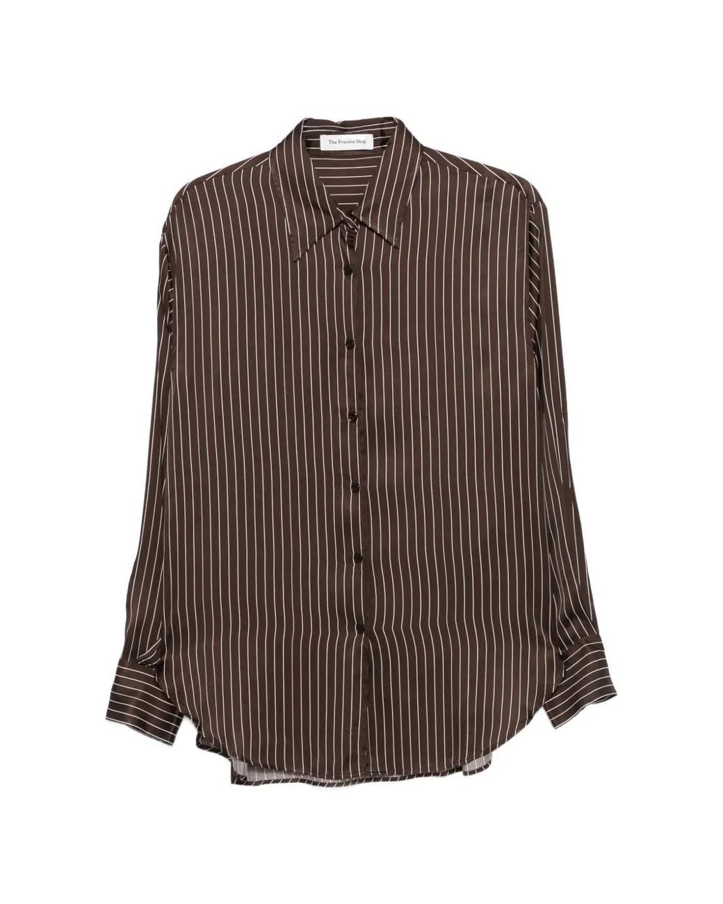 Frankie Shop Brown Peri Striped Shirt