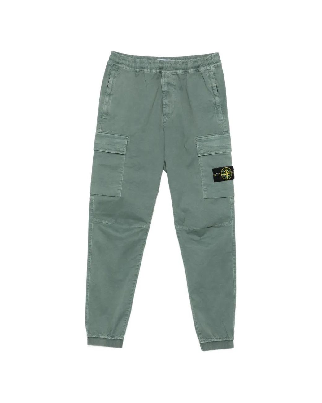 Stone Island Green Pantalon Cargo À Patch Logo for men
