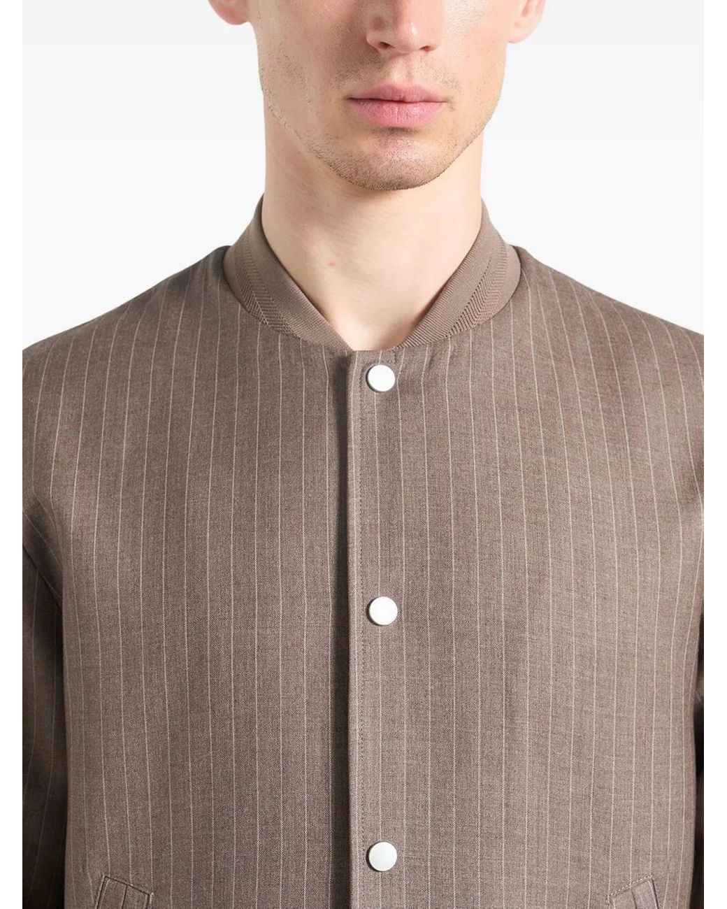 Manière De Voir Brown Savin Pinstripe Bomber Jacket for men