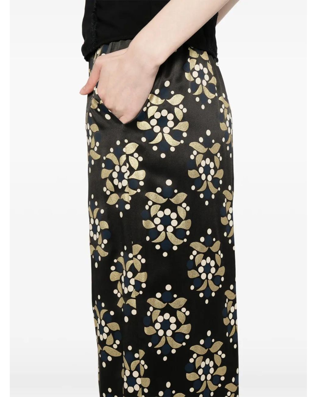 Cynthia Rowley Black Silk Wide-Leg Trousers
