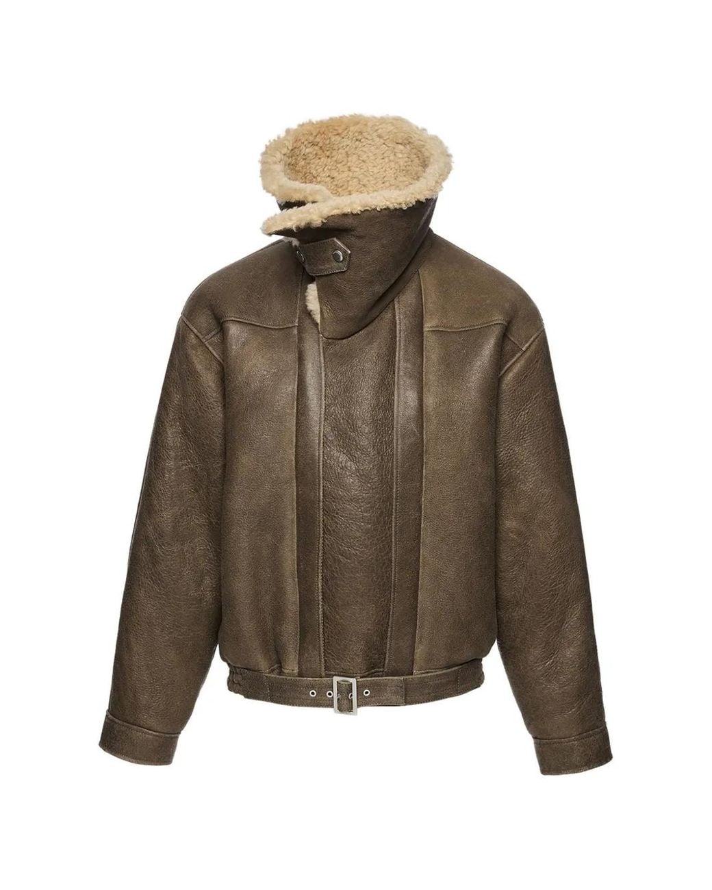 Magda Butrym Brown Shearling Belted Jacket