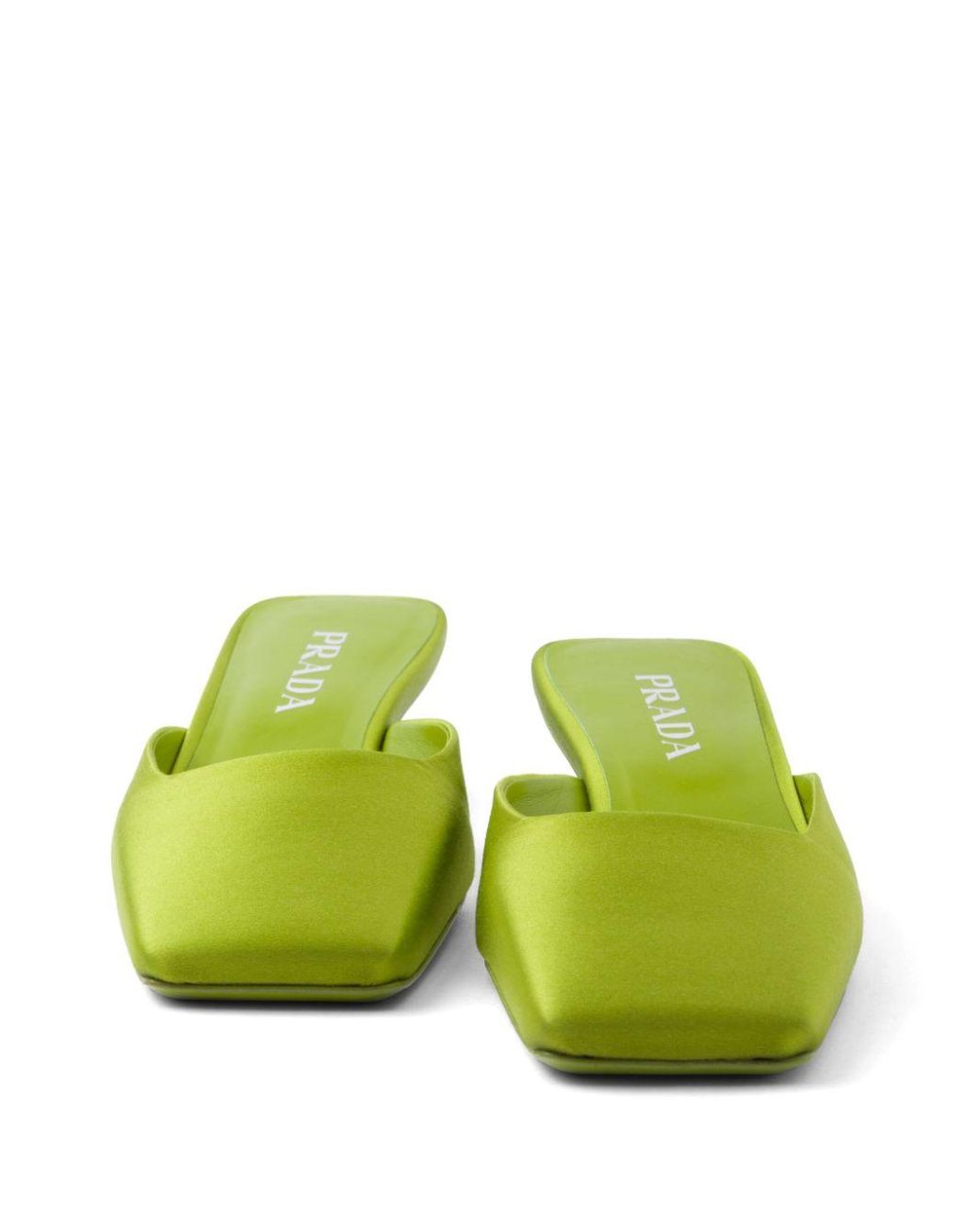 Prada Square-toe Satin Mules in Green | Lyst