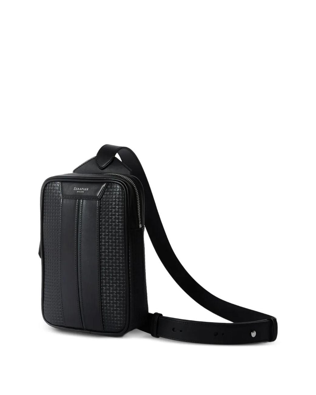 Serapian Black Logo-Detail Messenger Bag for men
