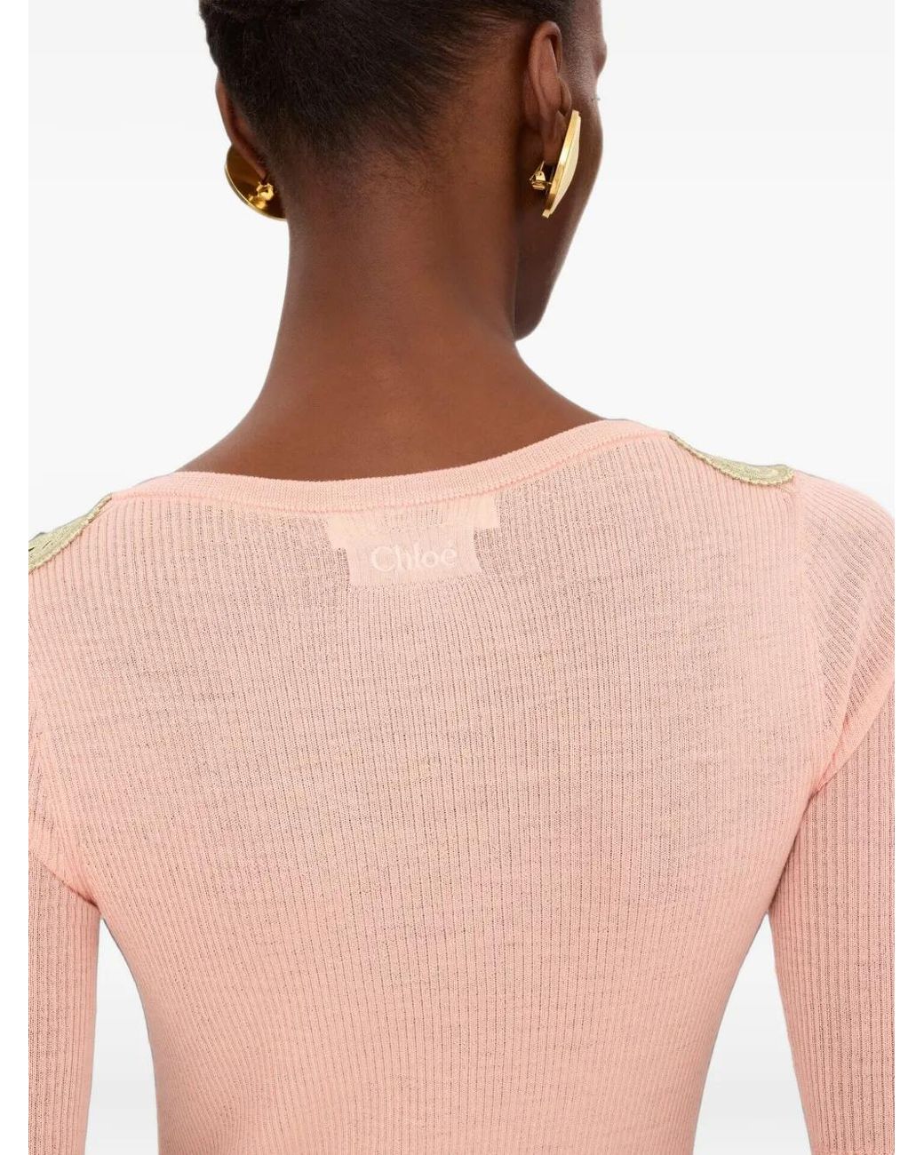 Chloé Pink Fitted Pullover With Elbow-Length Sleeves