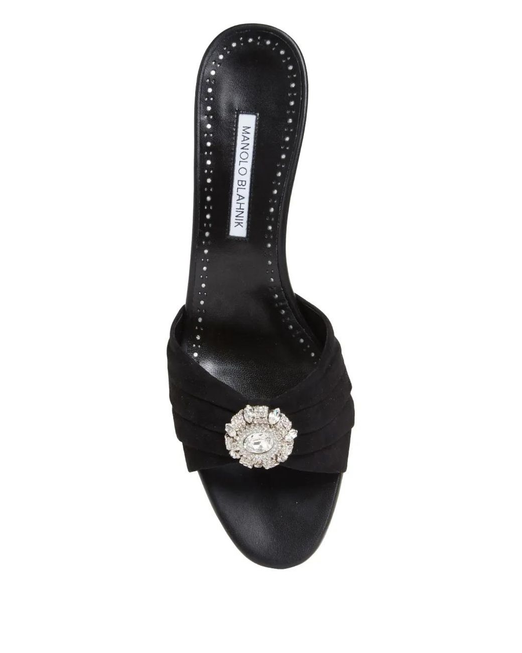 Manolo Blahnik Black Ansaklo Pleated-Detail Sandals